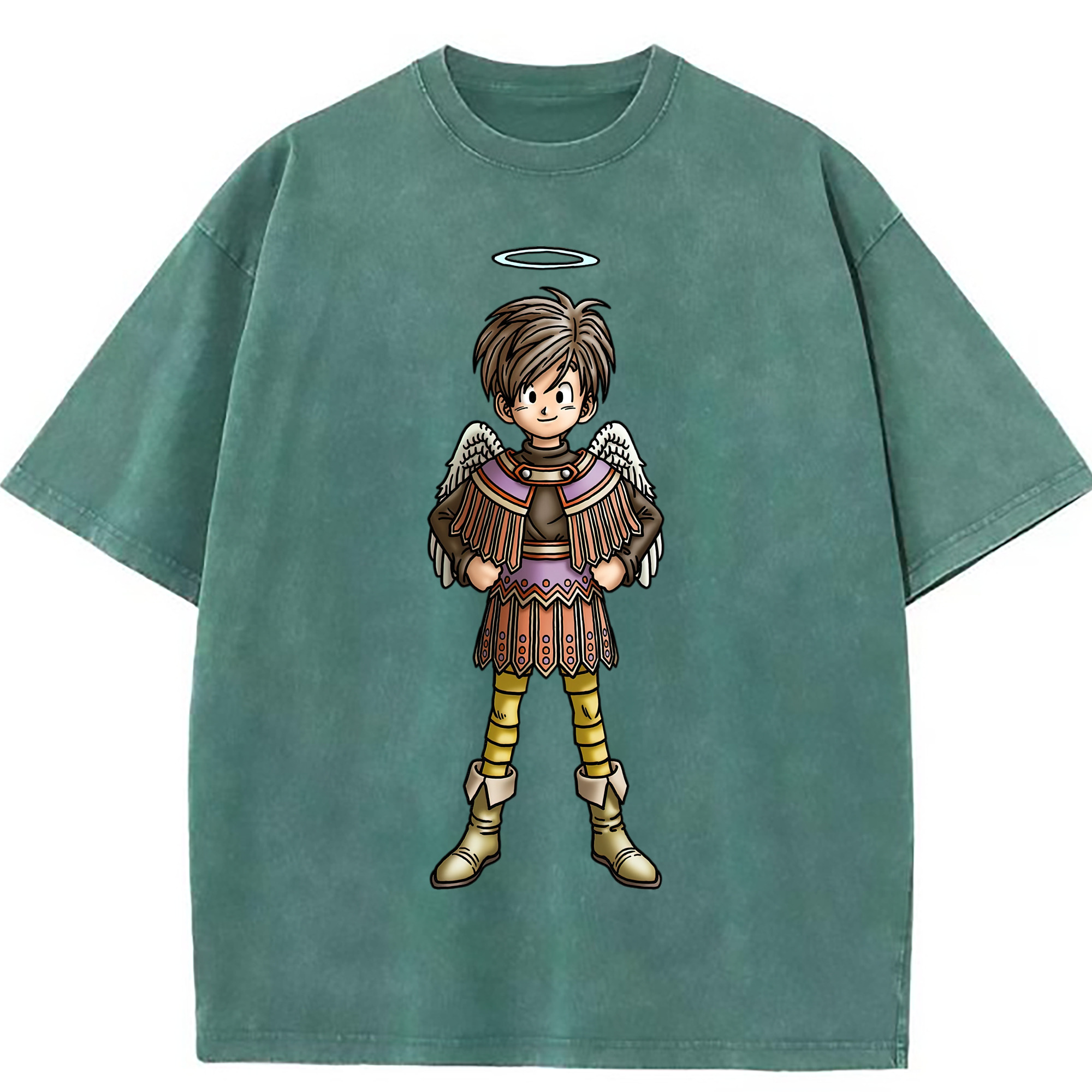 （画像用） ドラゴンクエスト Doragon Kuesuto Dragon Quest 綿100% ヴィンテージ風 半袖Tシャツ（フロントプリント）